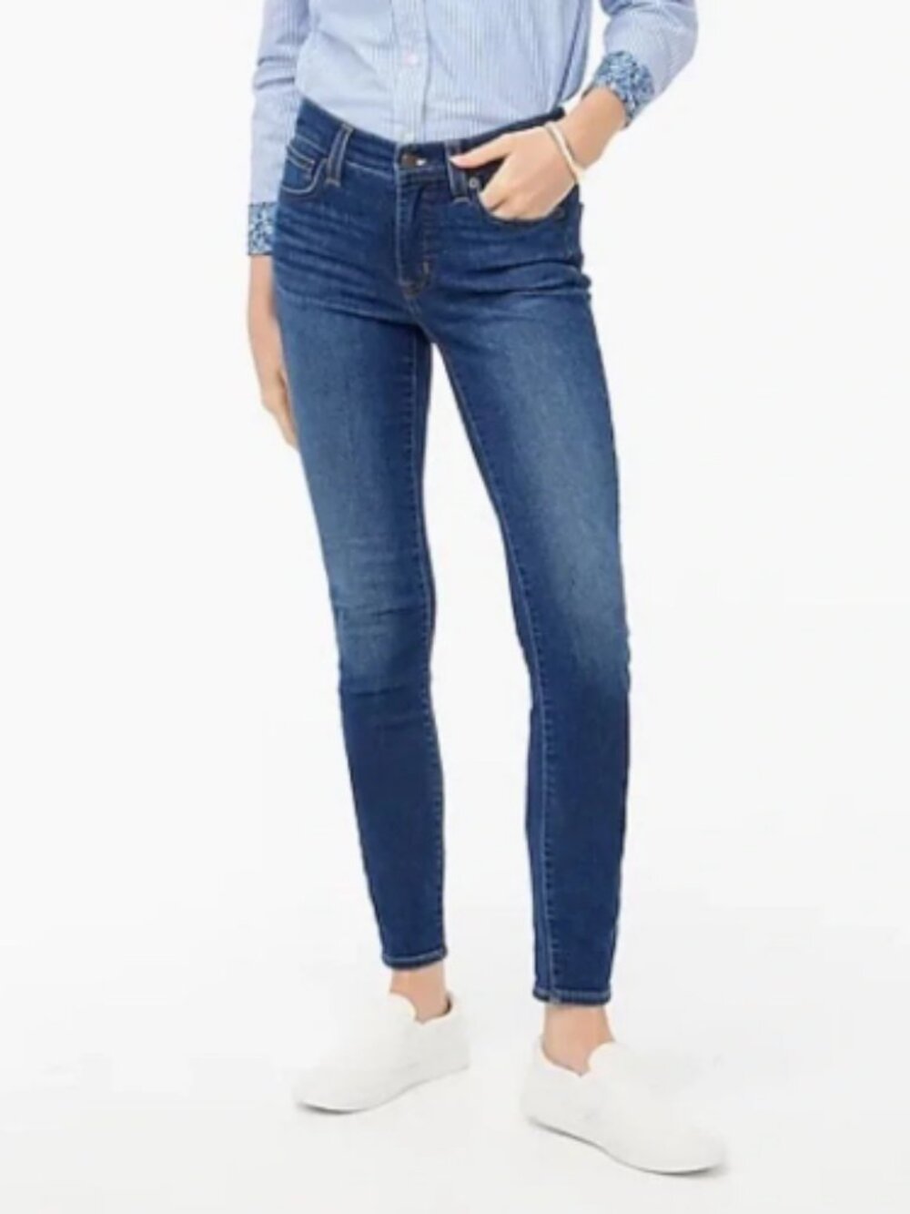 J. Crew 8” Toothpick Jeans in Medium Blue Denim